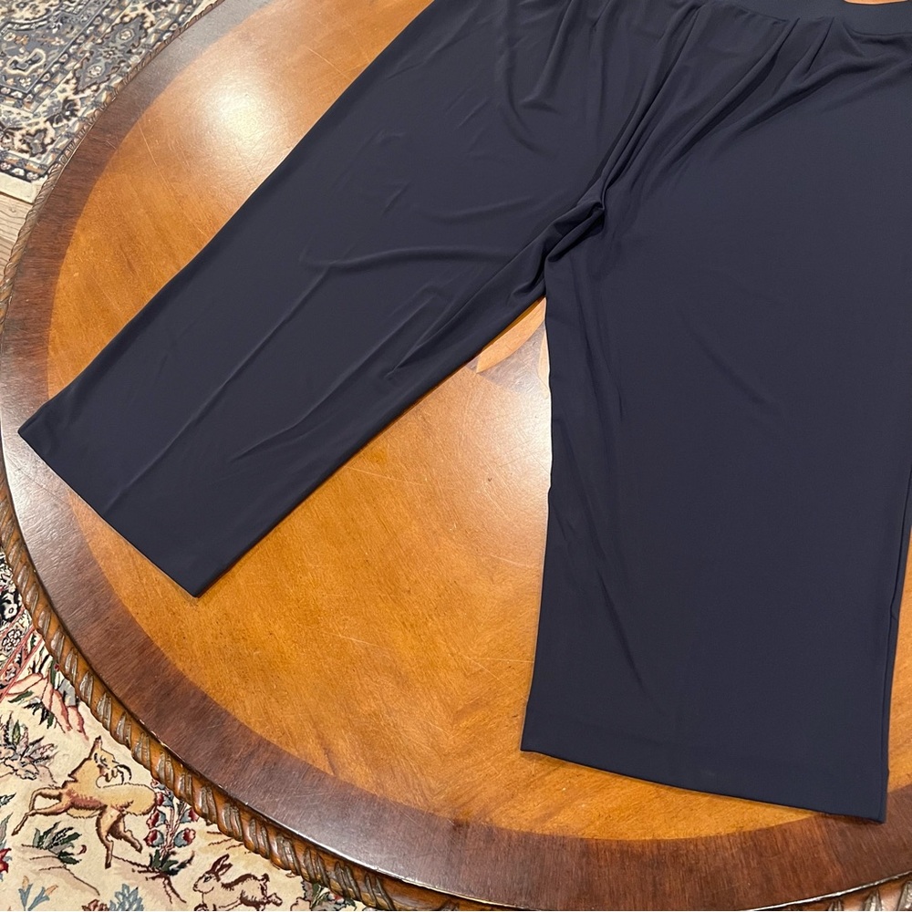 NEW Talbots Woman Stretch Cropped Wide‎ Leg Pull-On Pant Navy 3X Plus Size - Picture 7 of 15
